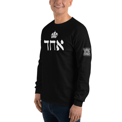 ECHAD with Crown, Black & White Unisex Long Sleeve Shirt